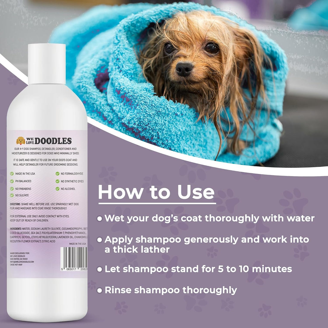 4-in-1 Dog Shampoo Dog Shampoo, Conditioner & Detangler