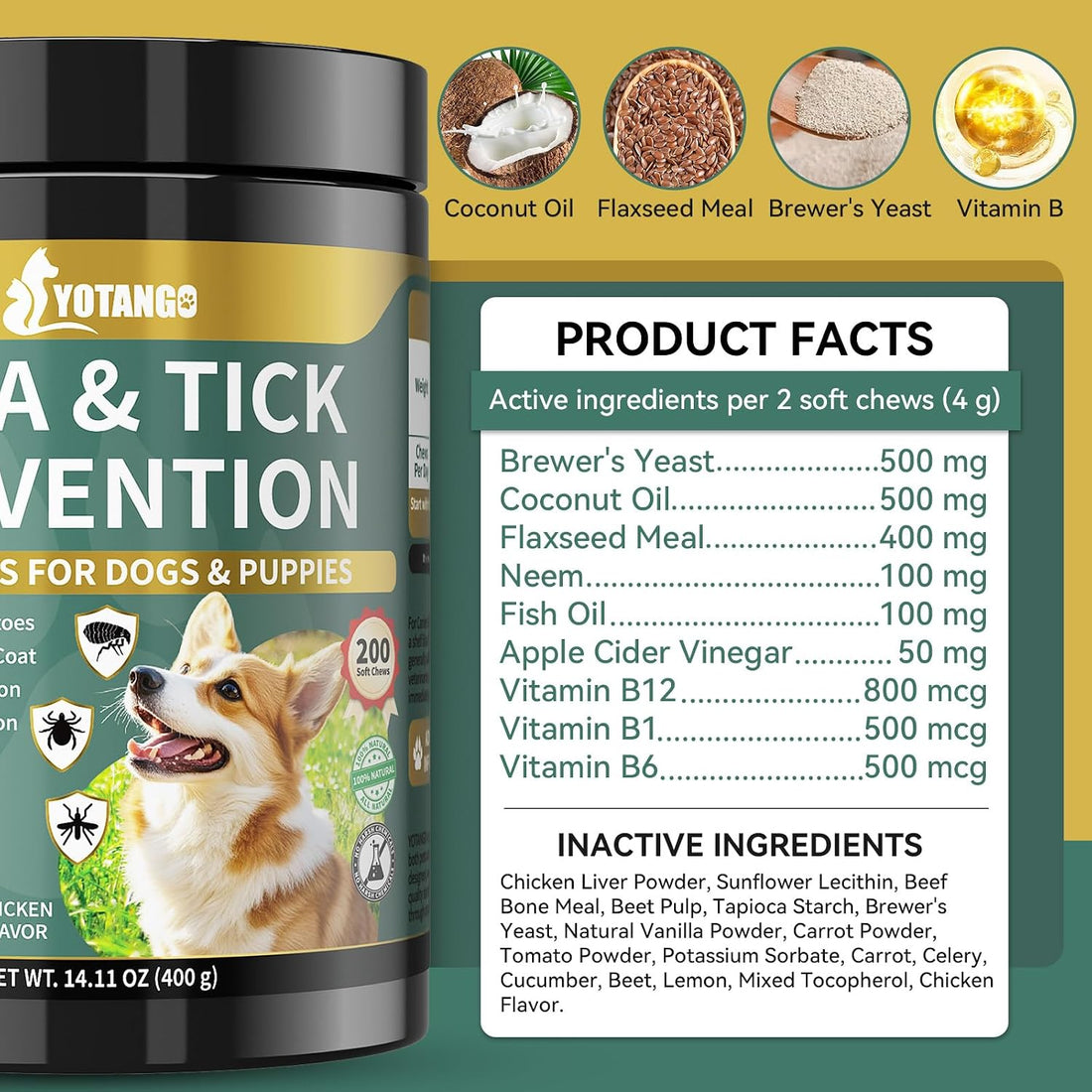 Flea and Tick Prevention for Dogs Chewable, Dog Flea Treatment, 200 Ct