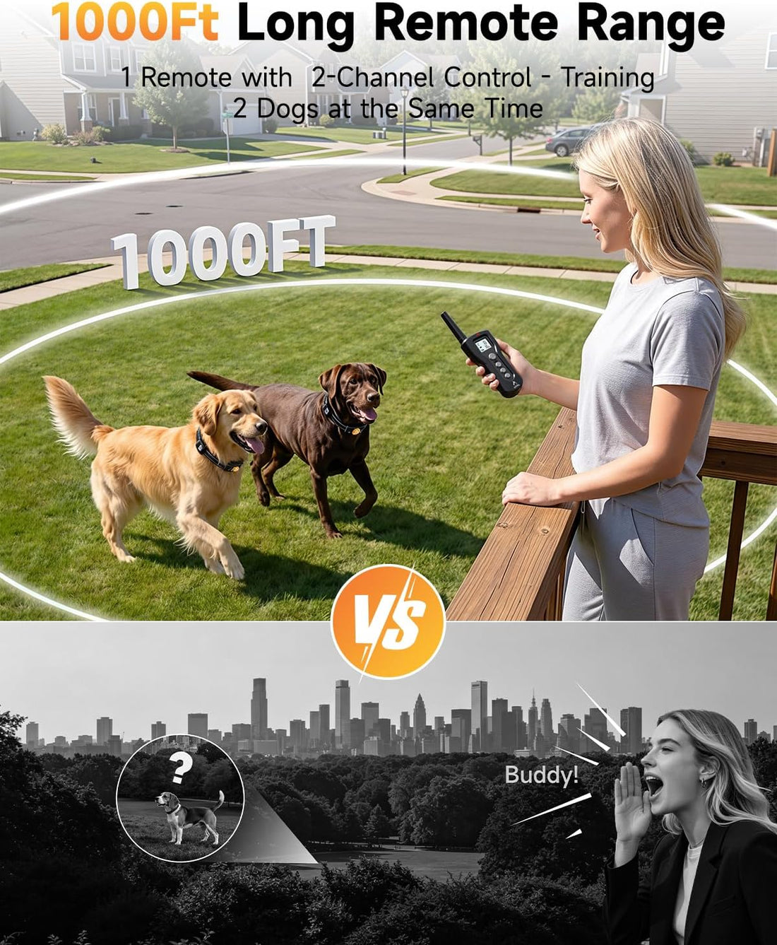PATPET Dog Shock Collar - Rechargeable Dog Training Collar