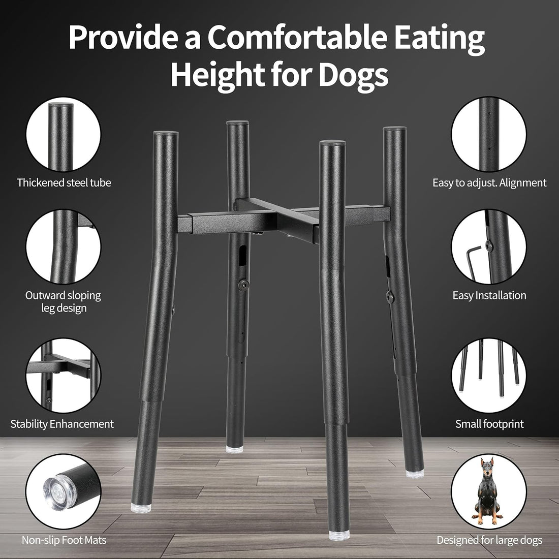 PROERR Raised Single Dog Bowl Stand for Medium Large,Adjustable