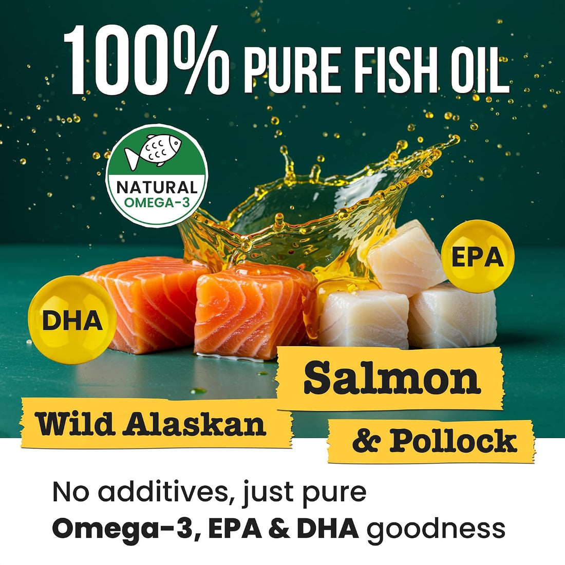 Omega 3 Fish Oil for Dogs - Made with Wild Alaskan Salmon Oil