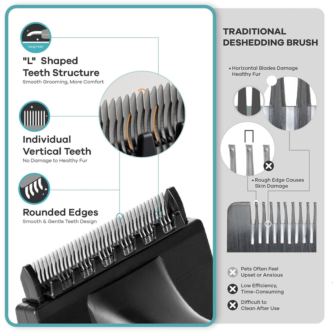Deshedding Brush for Long Hair Dogs & Cats