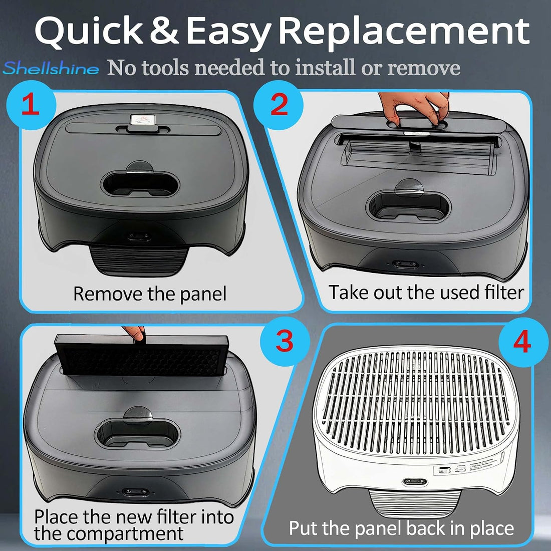 2PCS Activated Carbon Filter for Neakasa Airstep, Odor Removal