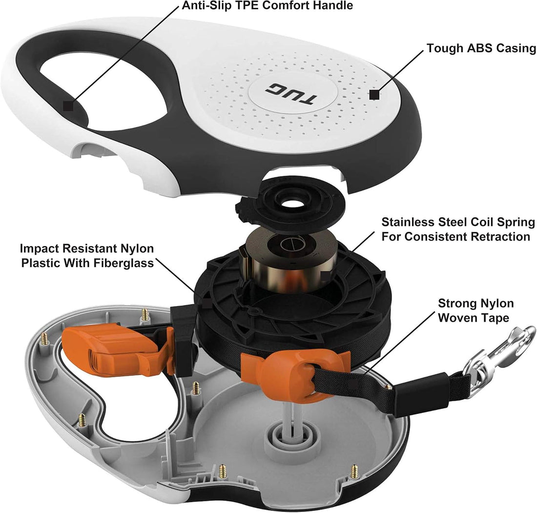 TUG 360° Tangle-Free Retractable Dog Leash with Waste Bag Dispenser