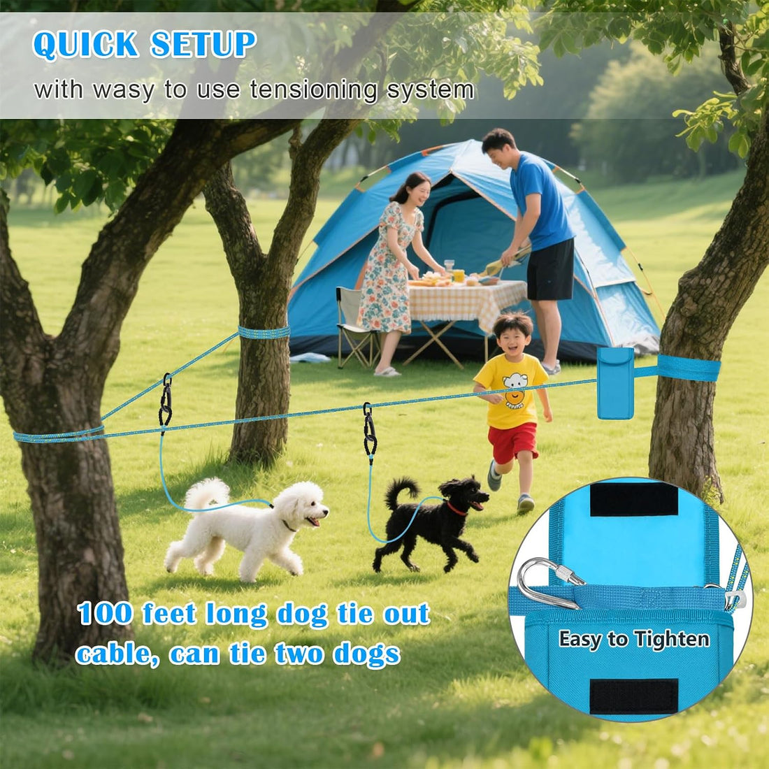 Upgraded Dog Tie Out Cable for Camping