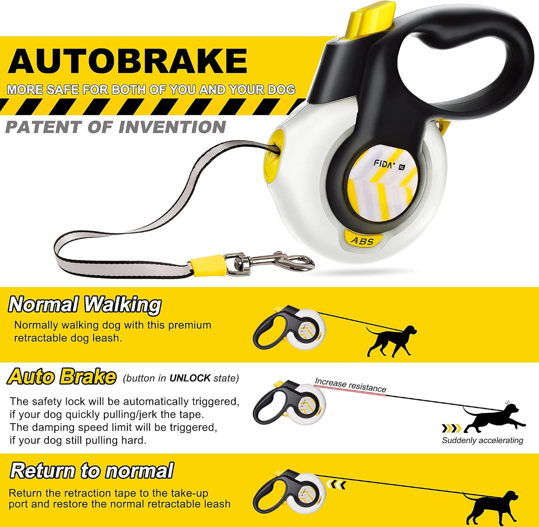 Fida AutoBrake Heavy Duty Retractable Dog Leash, 16 ft