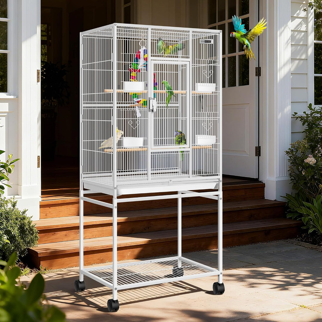 VIVOHOME 54 Inch Wrought Iron Large Bird Cage with Rolling Stand