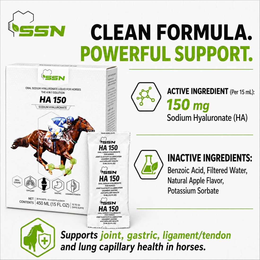 SSN HA 150 - 4 In 1 Horse Supplement - 60 Servings - Equine Joint
