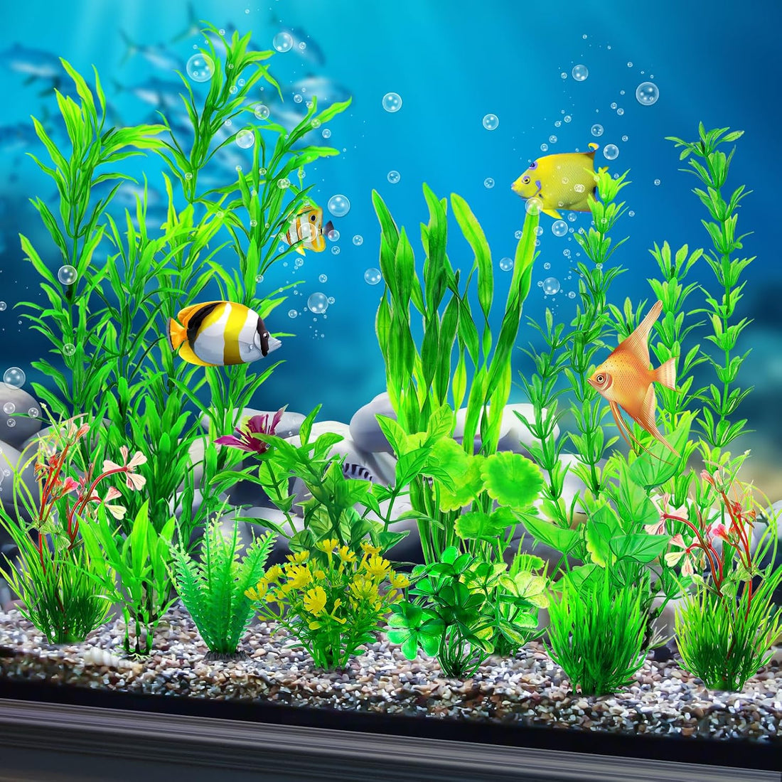 CousDUoBe 12pcs Fish Tank Accessories Aquarium Decorations Green