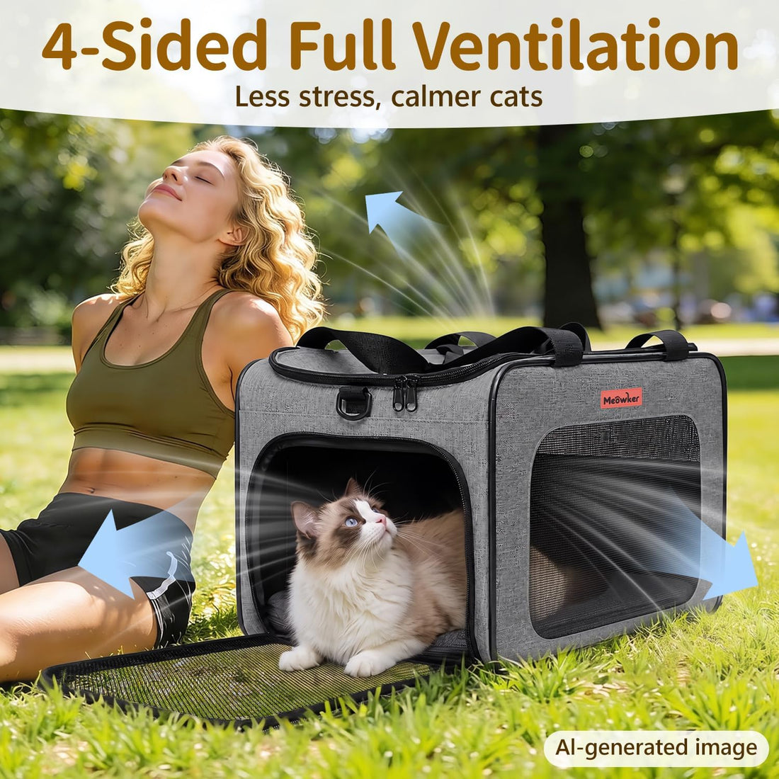 Soft-Sided Cat Dog Pet Travel Carrier Airline Approved, Medium Gray