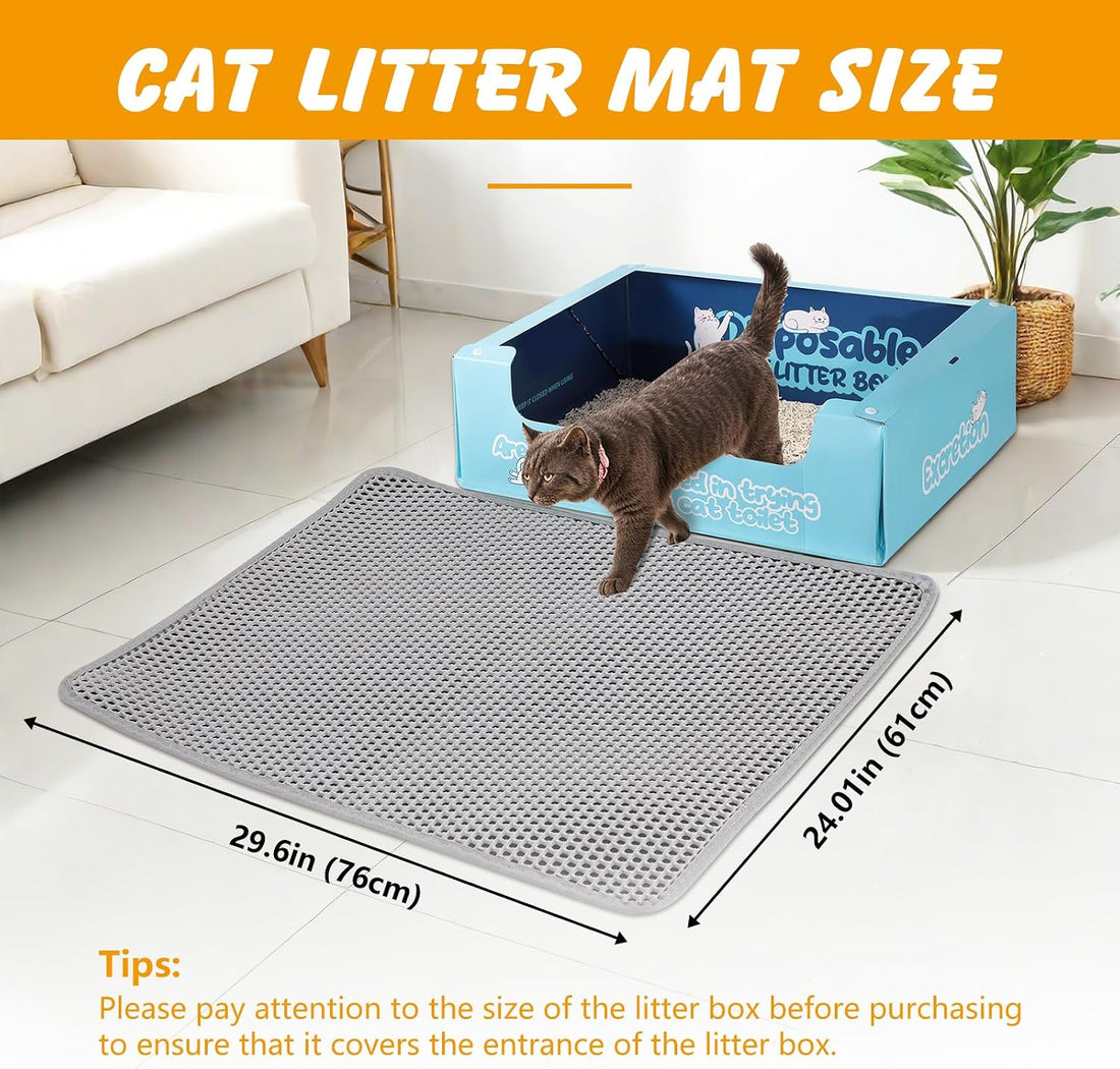 ondware Cat Litter Mat, 30x24 Inch Double Layer Litters Box Mat