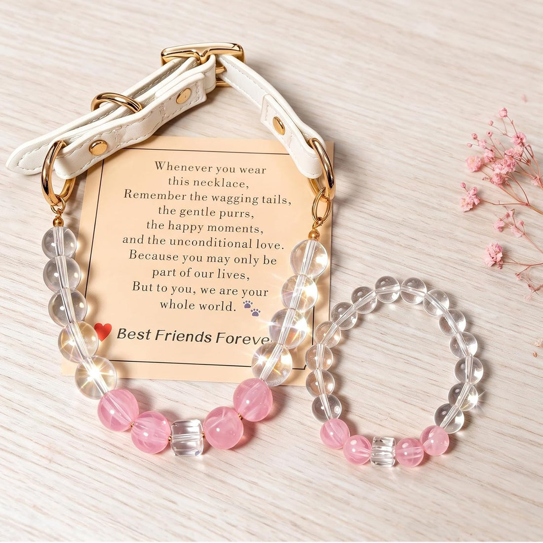 Handmade Dog Collar and Matching Owner Friendship Bracelet Set