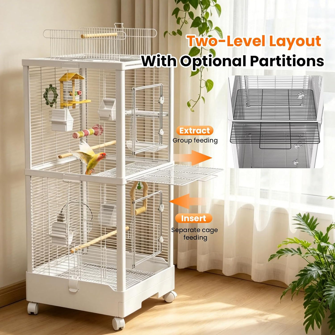 39-inch Large Double-Layer Bird Cage,Bird Flight Cage with Perch