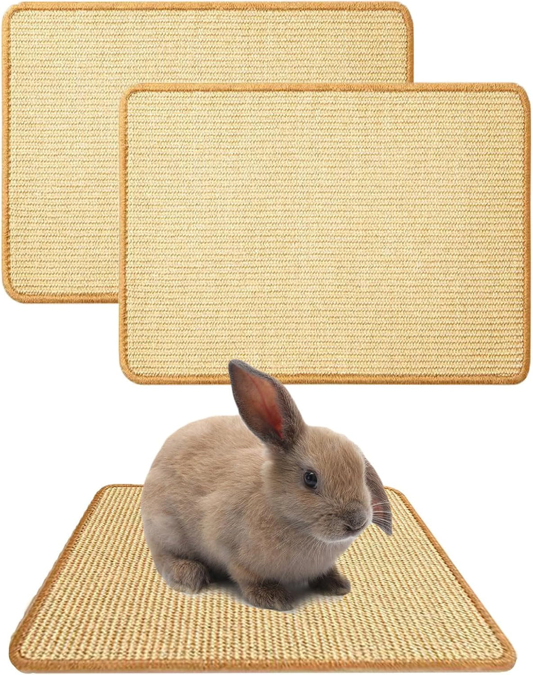 2PCS Rabbit Scratch Mat, Natural Bunny Pad Claws and Teeth Care, 16x12