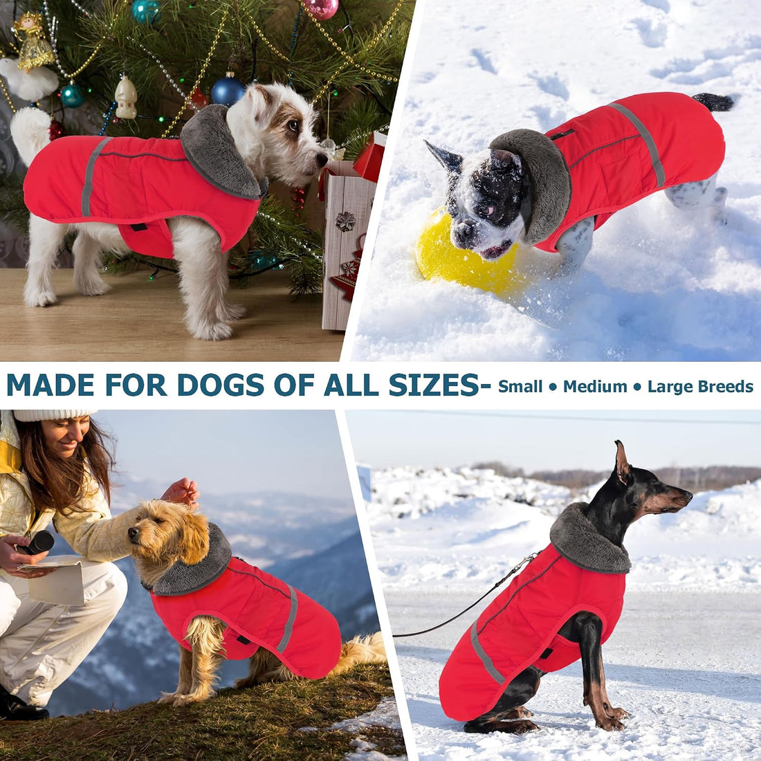 Dogcheer Warm Dog Coat, Christmas Dog Jacket Waterproof Puppy Winter