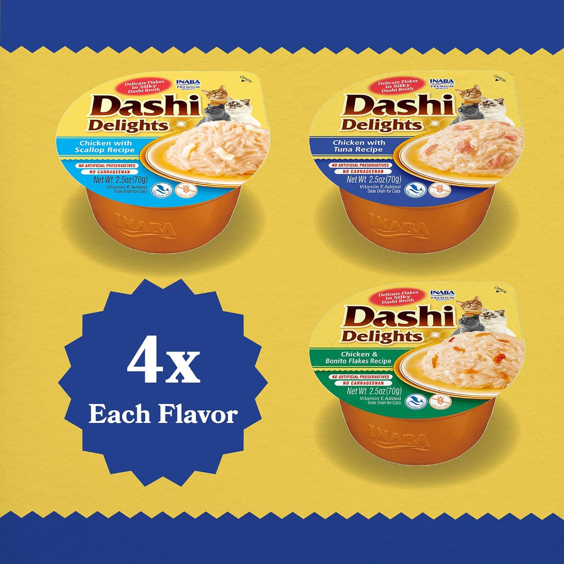 INABA Dashi Delights Lickable Cat Treats, Seafood Variety, 12ct