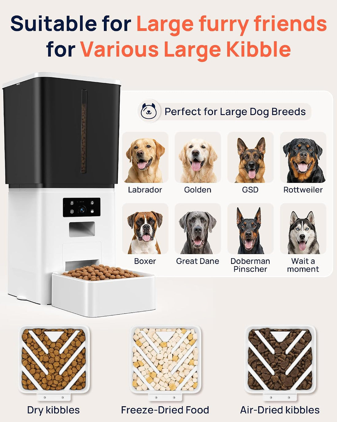 15L Large Breed Automatic Dog Feeder with Slow-Feed Bowl for Health