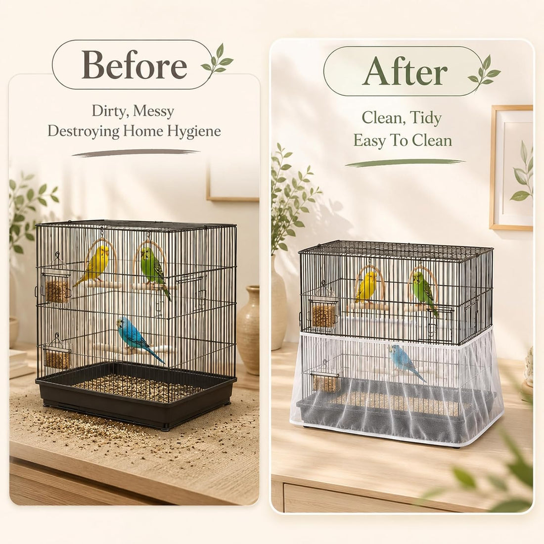 Bird Cage Seed Catcher 11.5x70.8in White Bird Cage Cover