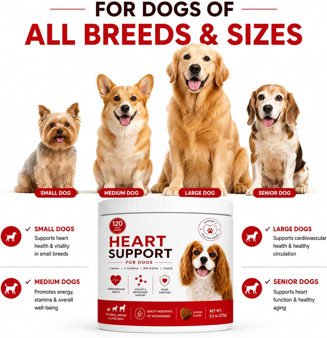 Taurine for Dogs - Heart Support Supplement, with L-Taurine