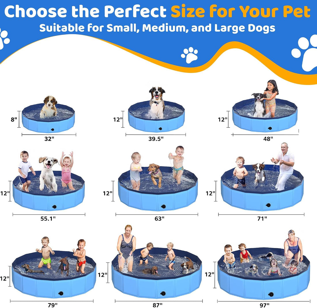 CACSPS Foldable Dog Pool with Hard Plastic, Non-Slip