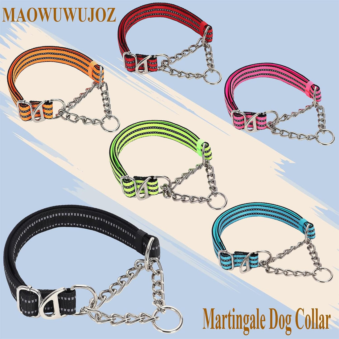 Chain Martingale Collar for Dogs, Dog Training Choker Collar-Bule L