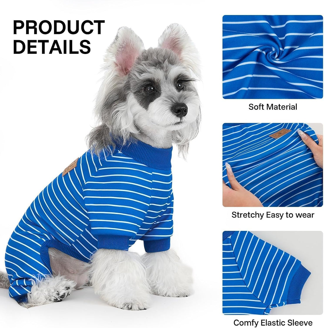XPUDAC 4 Pack Dog Pajamas Striped Dog Clothes for Small Medium Dogs