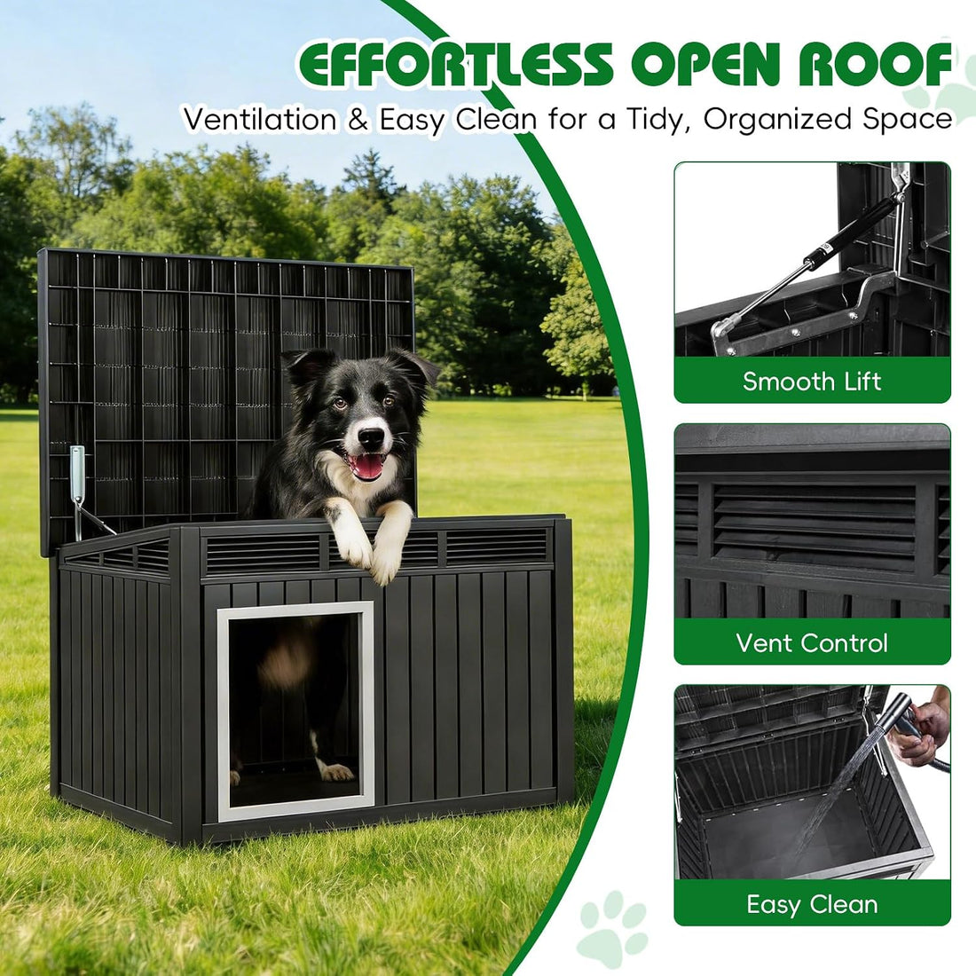 IP68 Waterproof Large Dog House, Elevated Floor with Air Vents