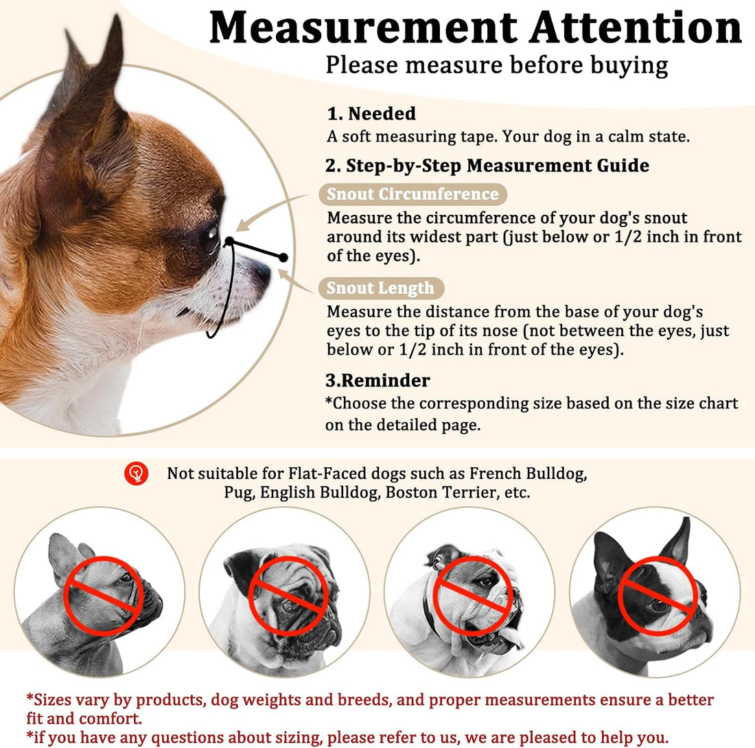 Mayerzon Fabric Dog Muzzle for Short Snout Small Dogs Chihuahuas