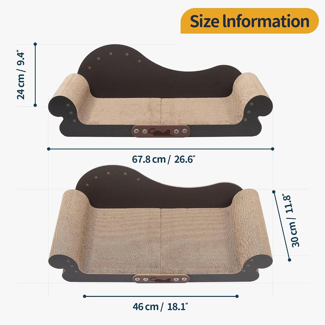 MeowHaus Modern Cat Scratcher Sofa, Cardboard Lounger