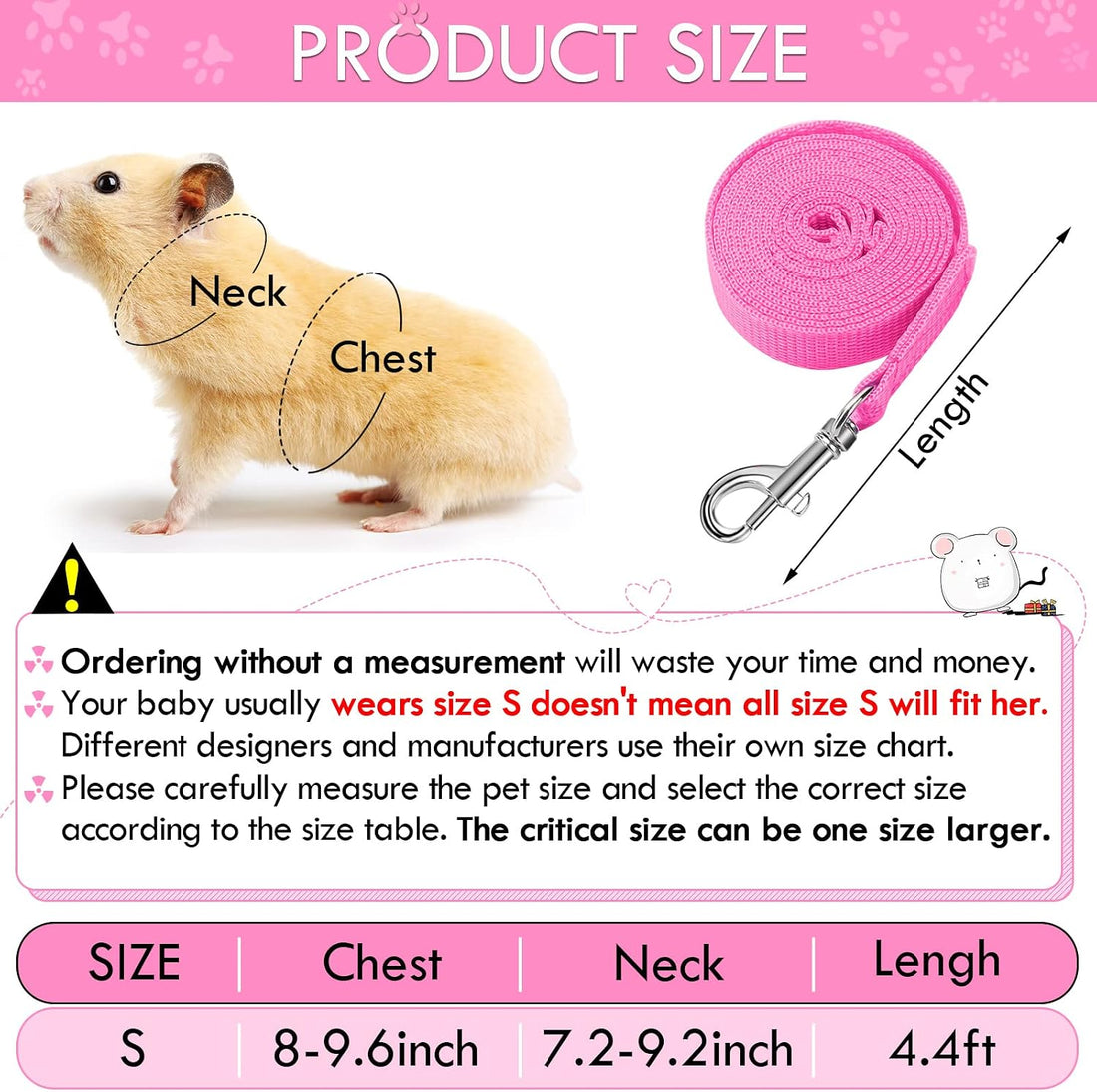 Satinior 2 Sets Guinea Pig Harness and Leash Kit, Green, Pink, S