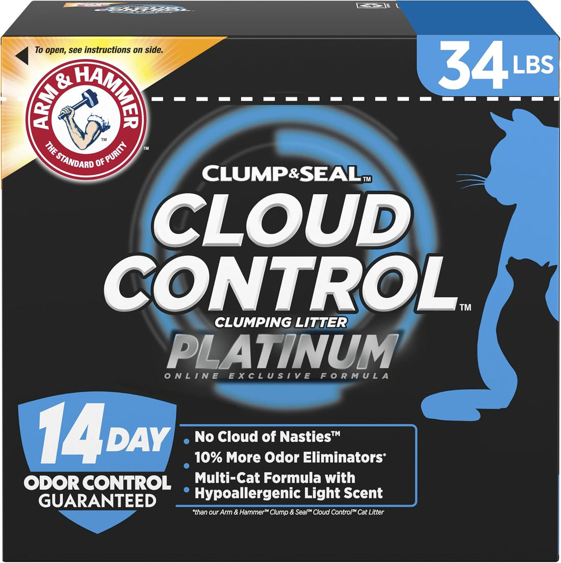 ARM & HAMMER Slide Platinum Easy Clean-Up Clumping Cat Litter, 34 lbs