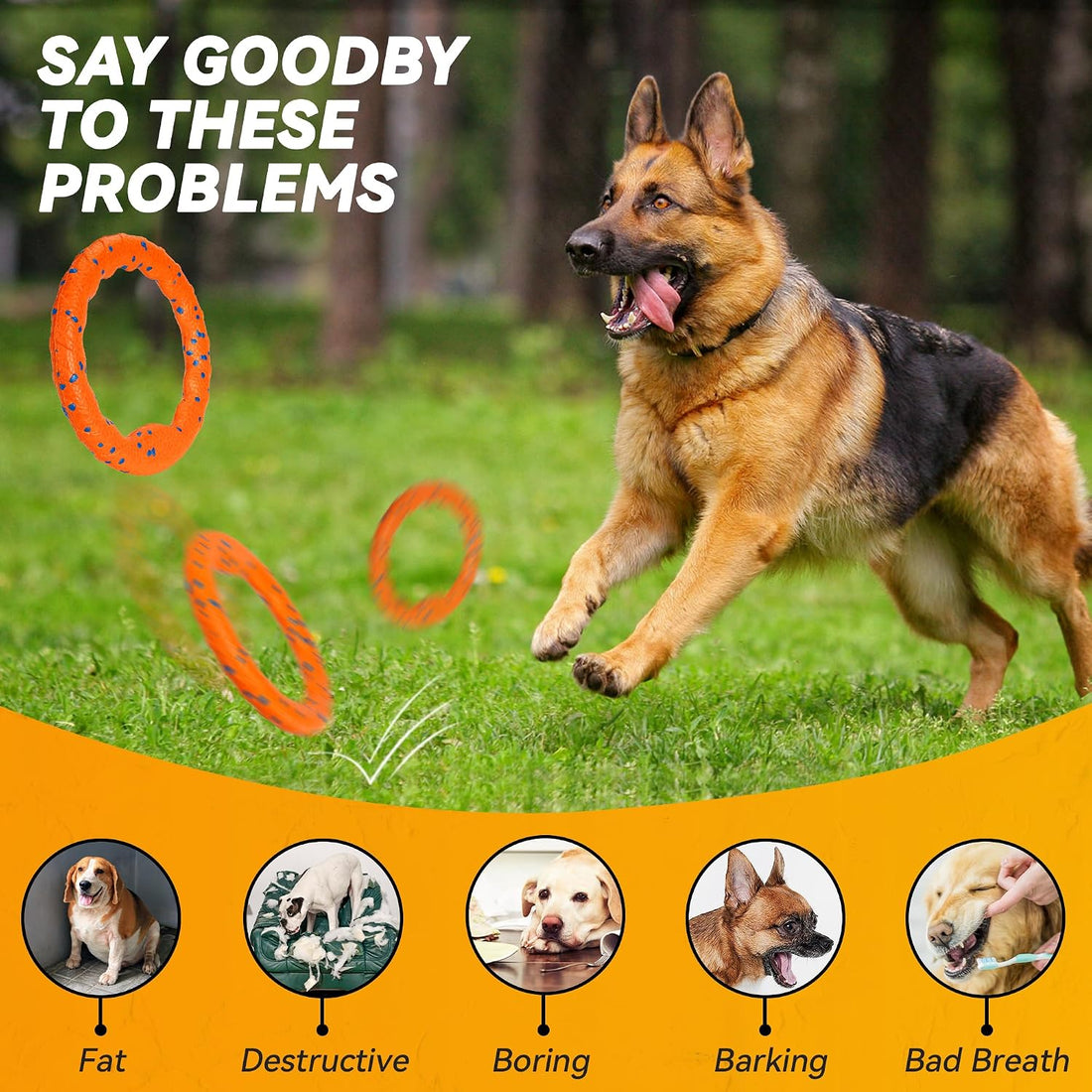 FUSOTO Dog Ring Toy, Indestructible Flying Discs for Throwing Catching