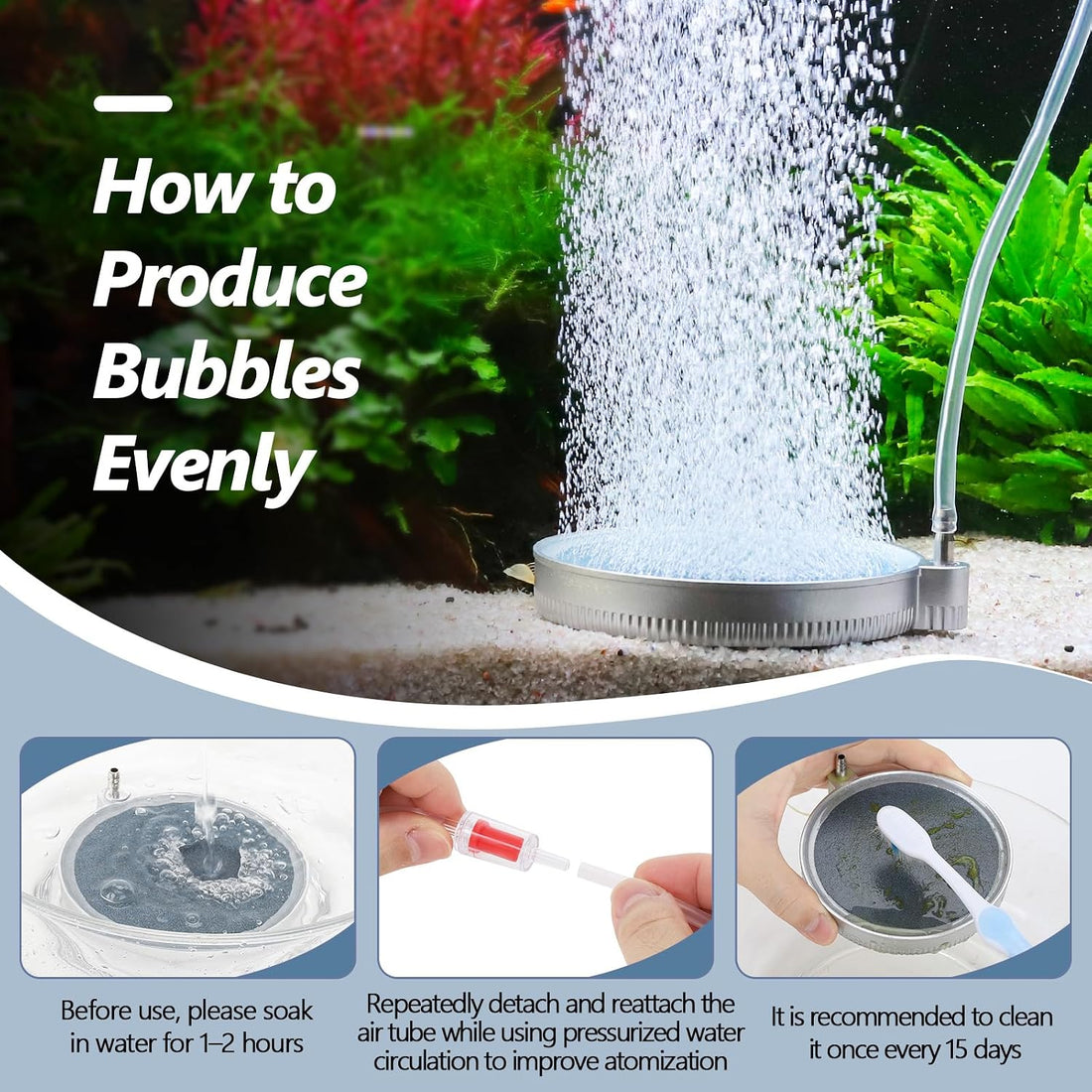 hygger Nano Air Stone for Aquariums, High Dissolved Oxygen Diffuser