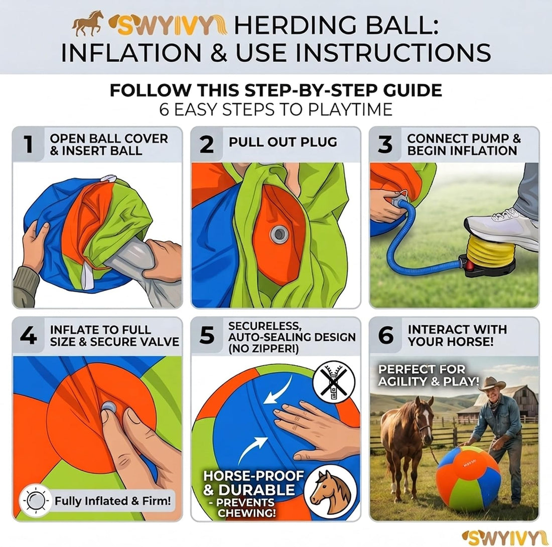 40" Horse Herding Ball with Straps Cover, Giant Pasture Toy