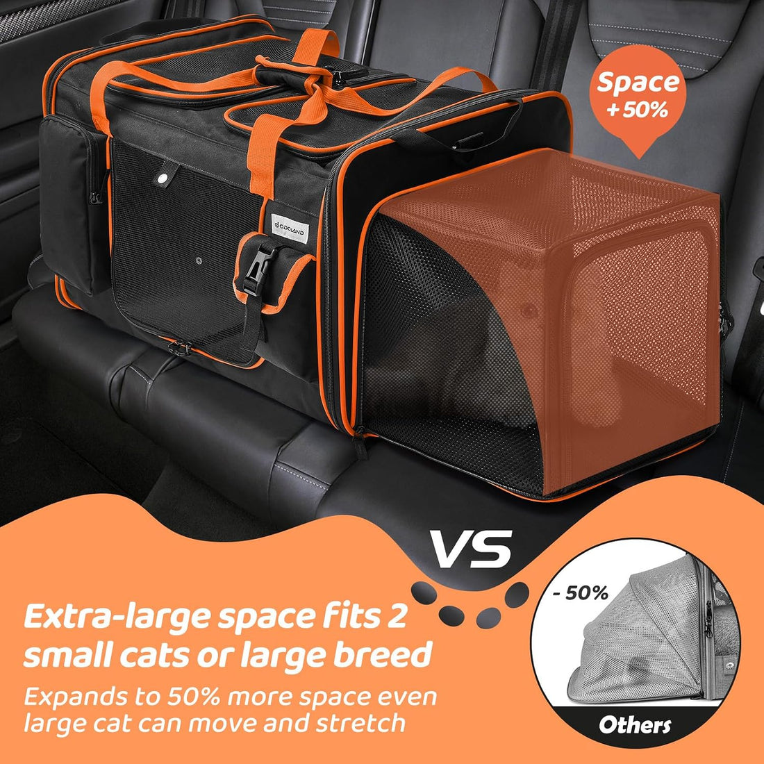 Expandable Extra Large Cat Carrier for 2 Cats with Litter Box