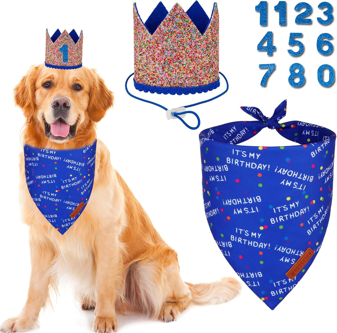 ADOGGYGO Dog Birthday Hat, Pink Birthday Girl Bandana & Tutu Set