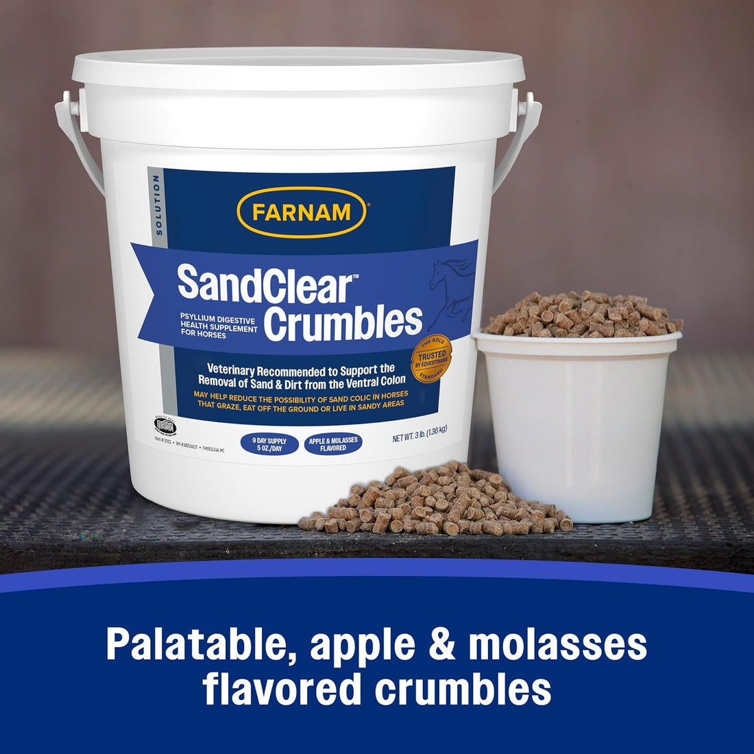 Farnam SandClear Crumbles, Psyllium Digestive Supplement, 9 Day Supply