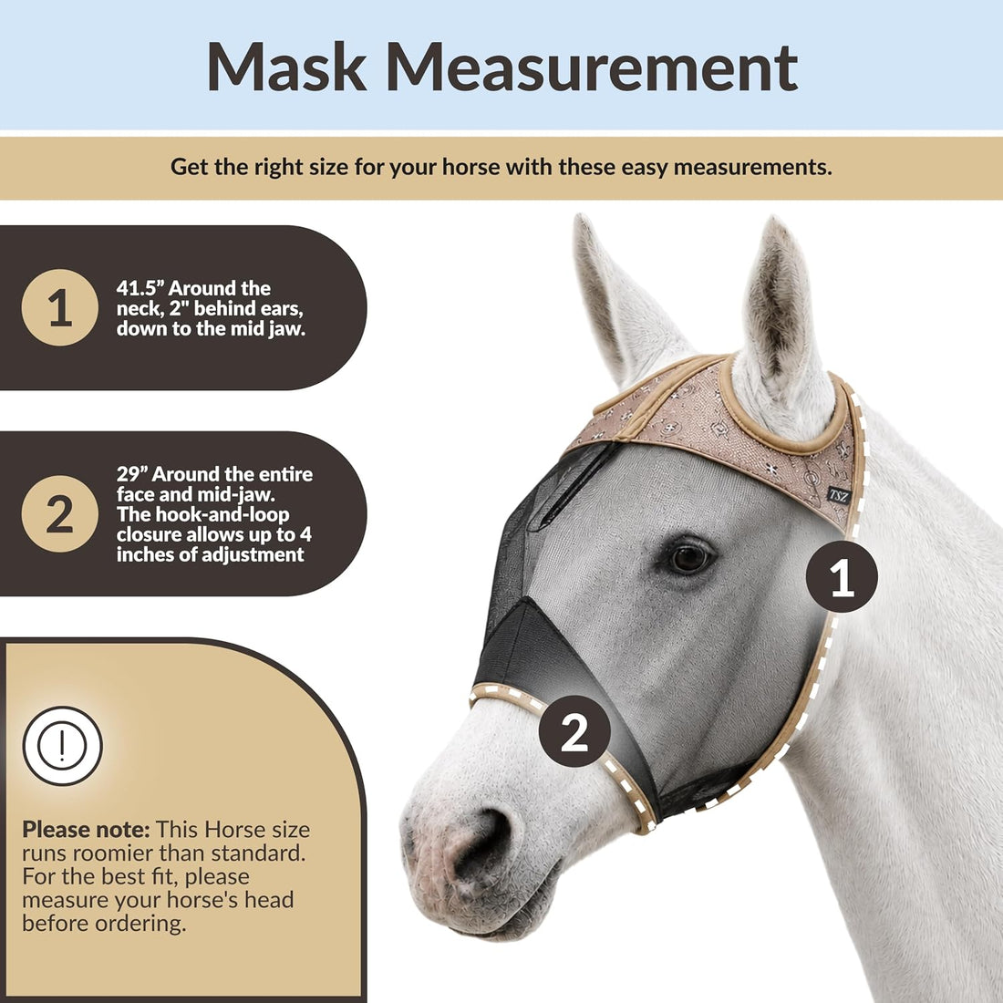 TSZ Fly Free Ride Horse Fly Mask Standard