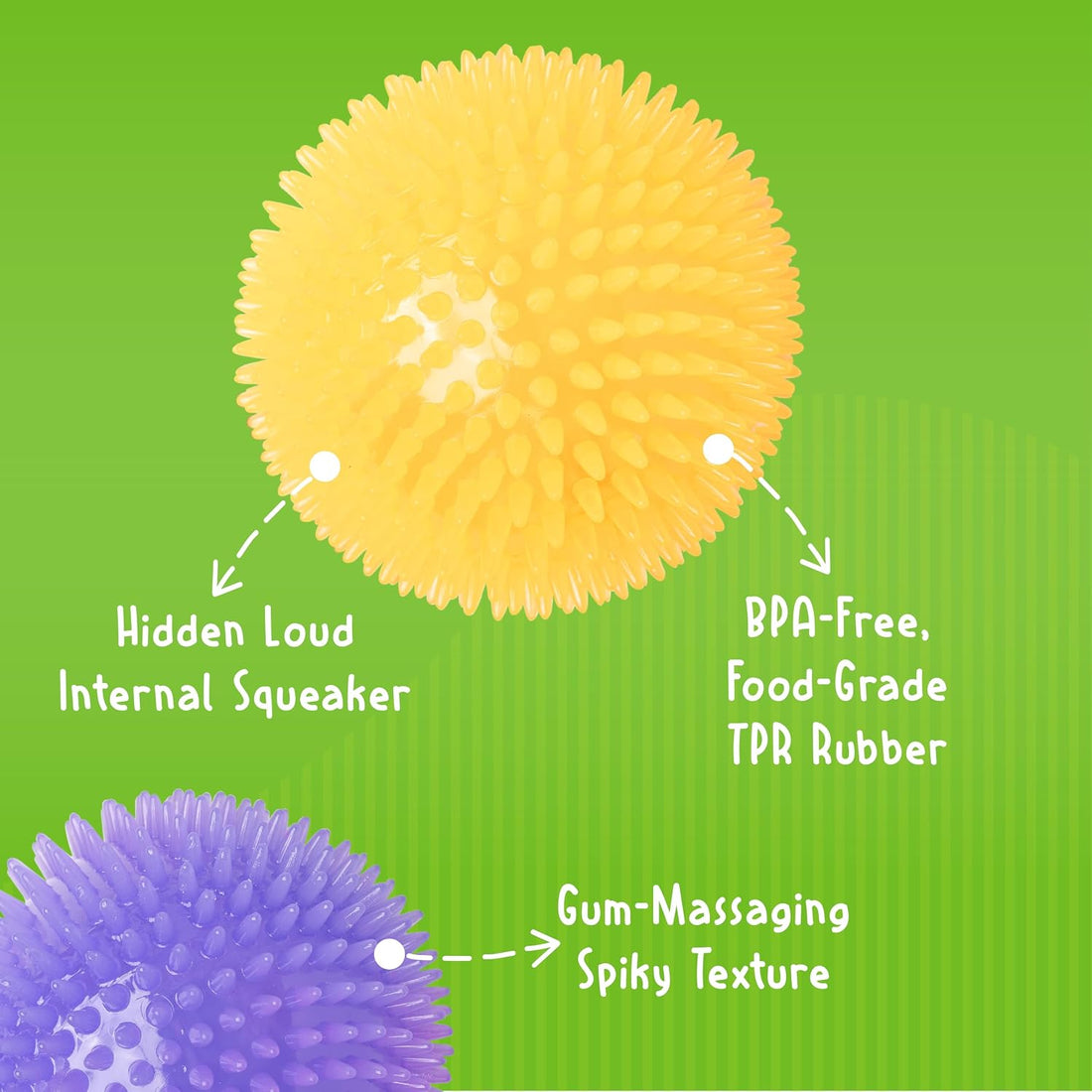 Gnawsome Medium Squeaker Ball Dog Toy, Medium 3.5", Colors will vary