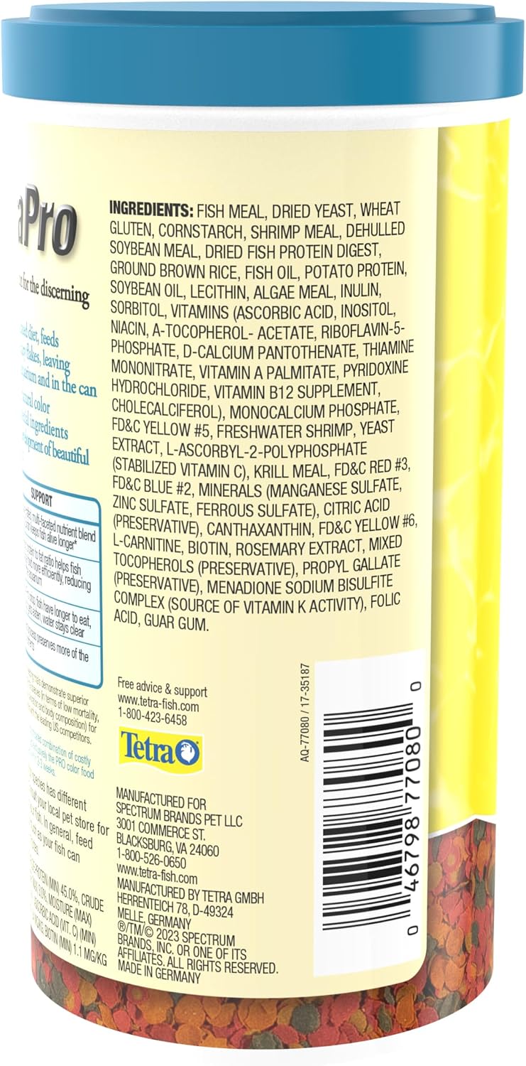 TetraPro Tropical Color Crisps Fish Food, 7.41 oz