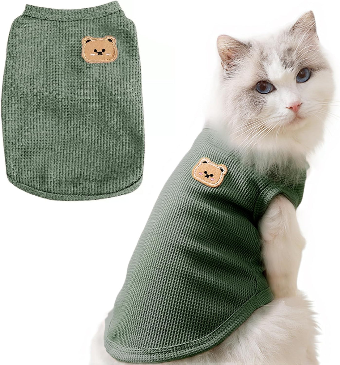 MAQILO Waffle Knit Cat & Dog T Shirt for Small Dogs