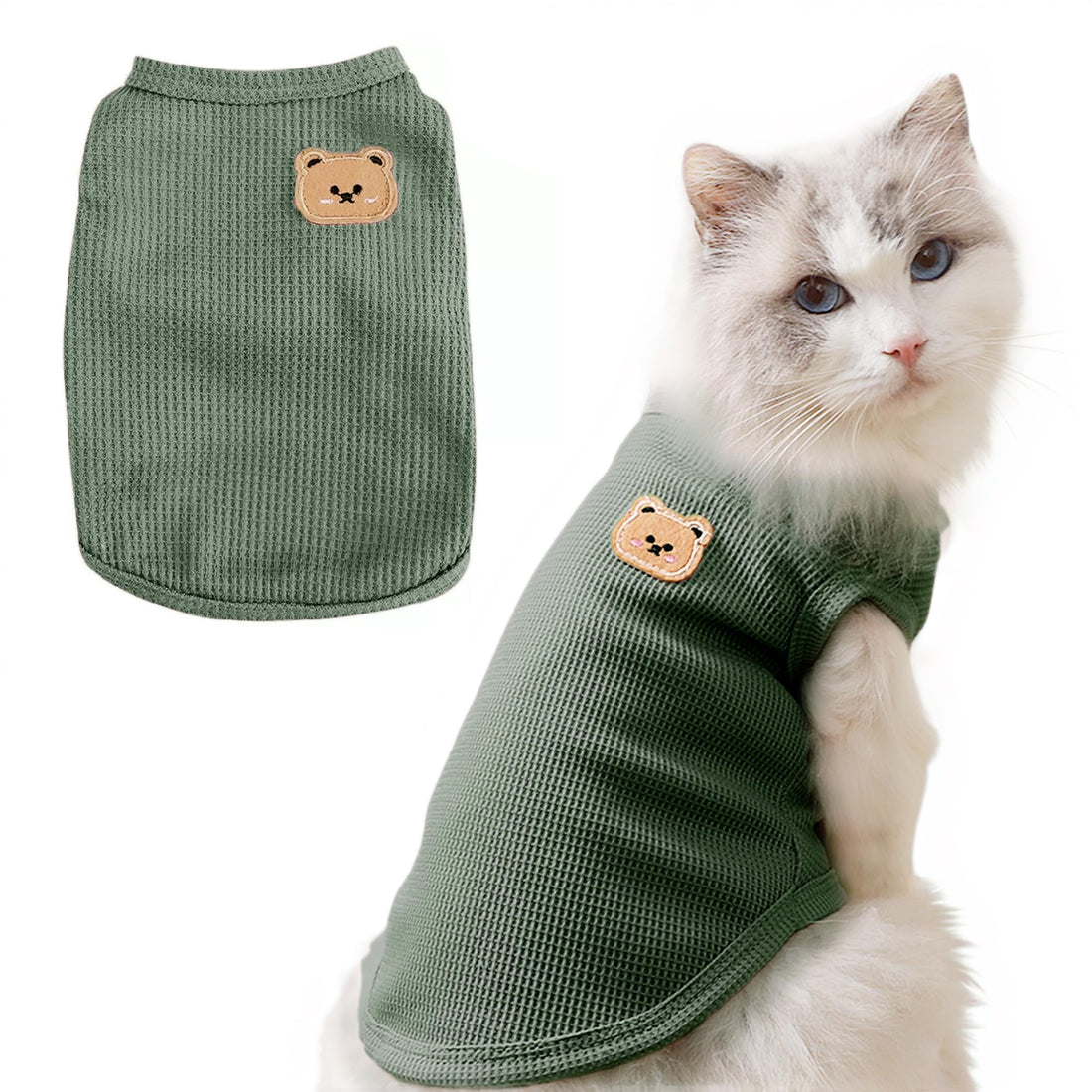 MAQILO Waffle Knit Cat & Dog T Shirt for Small Dogs
