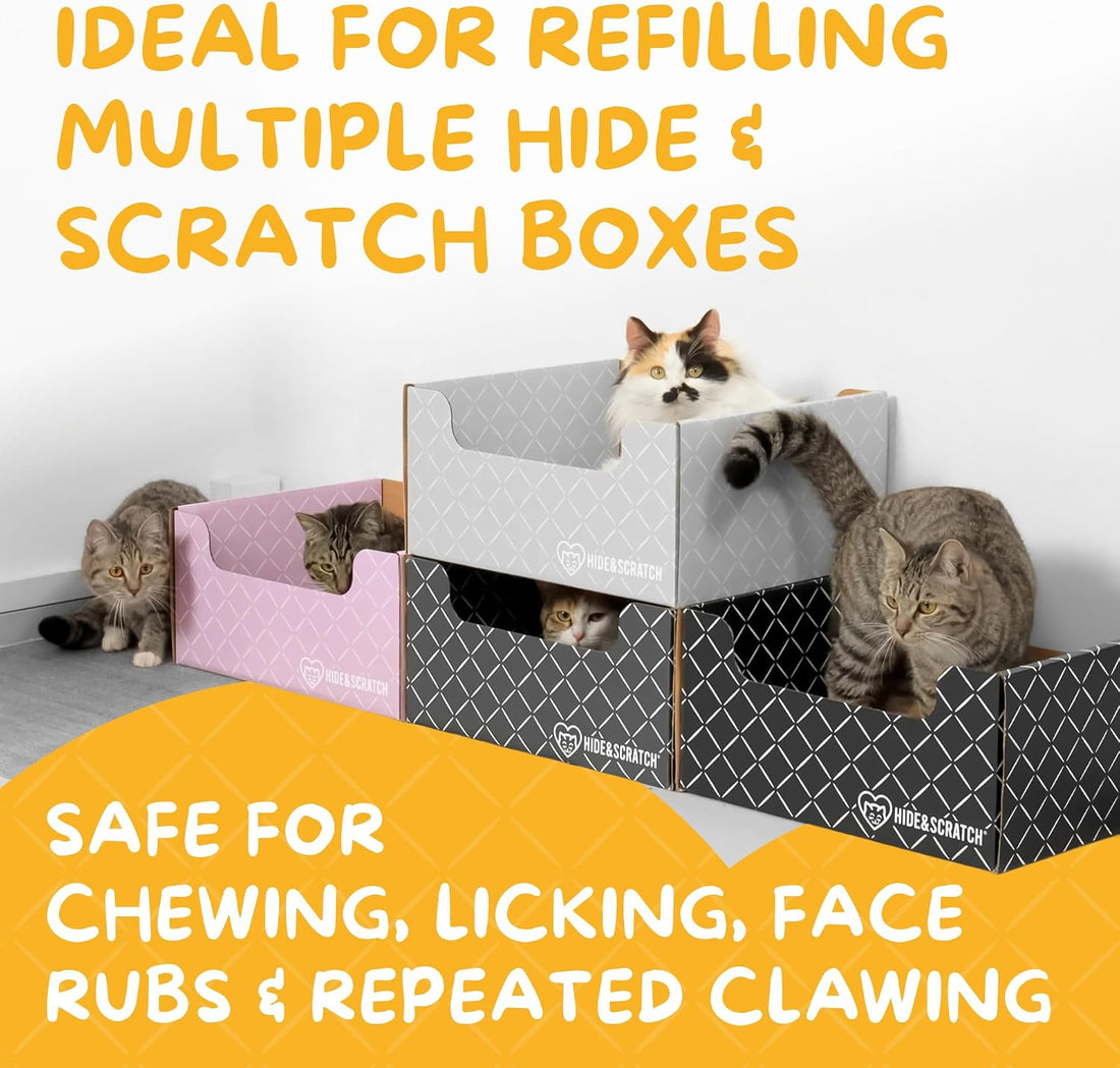Hide & Scratch Cat Scratcher Refill Pads 4 Pack Double Sided Cardboard