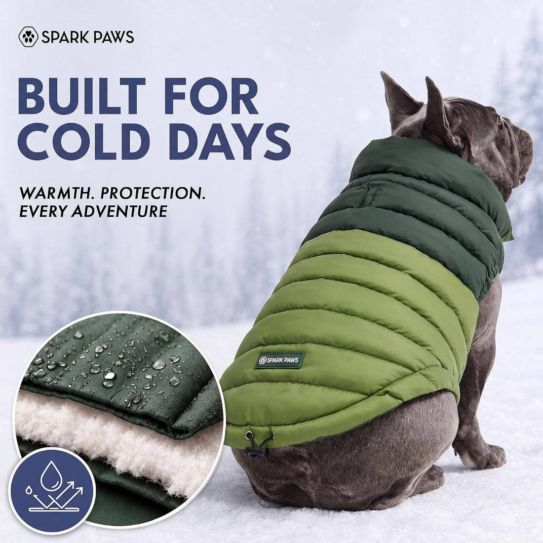 Spark Paws Dog Puffer Jacket, Winter Coat for Small Medium Large Dogs