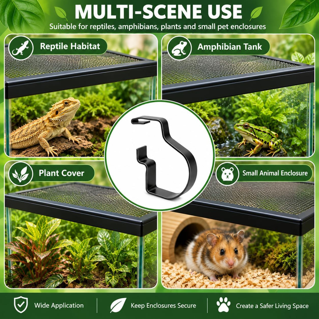8Pack Reptile Terrarium Covers Clip,Heavy Duty Non-Locking Screen