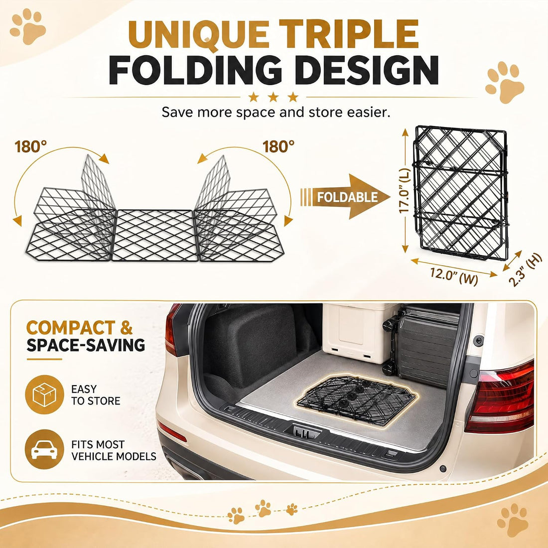 Urban Deco Dog Car Barrier for SUV Heavy Duty Metal Mesh Pet Divider