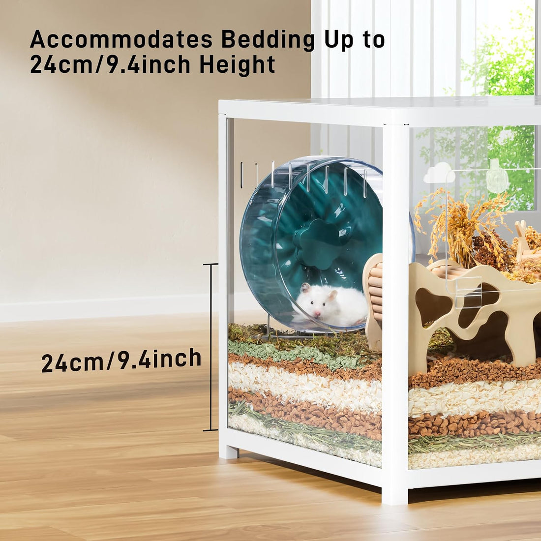 BUCATSTATE Hamster Cage 2.0, Large Hamster Enclosure (39in, White)