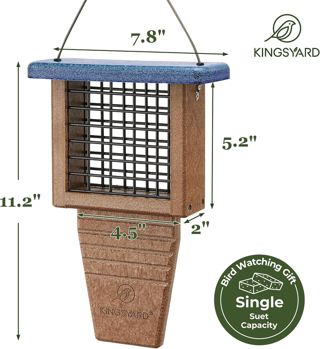 Kingsyard Suet Bird Feeder with Tail-Prop