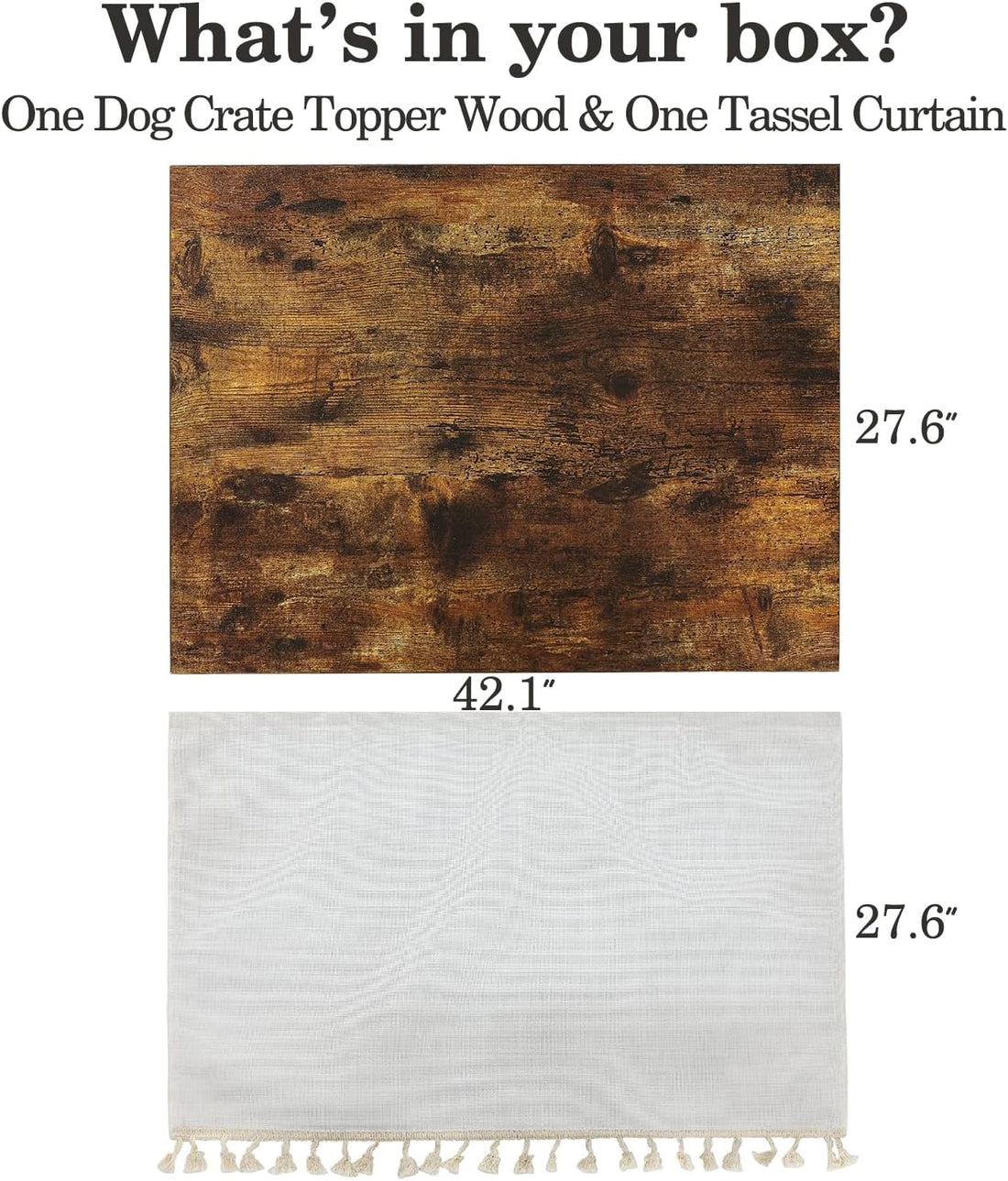 VIE DE AMAN Dog Crate Topper Wood with Tassel Curtain for 42 inch