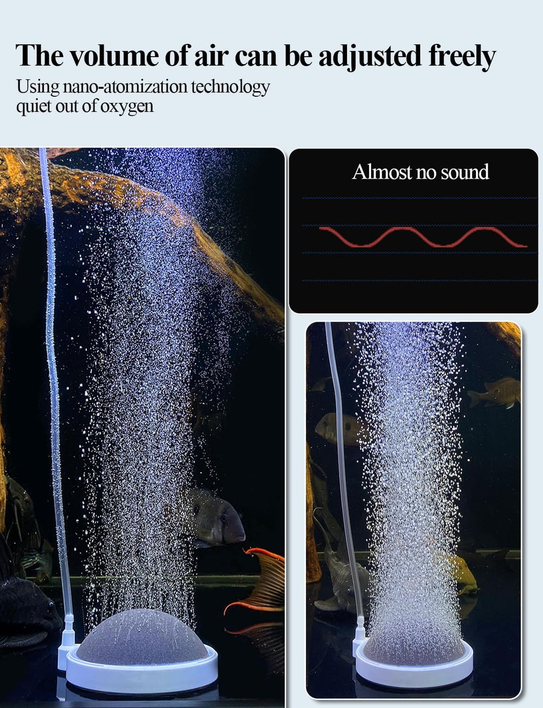 UPETTOOLS Nano Air Stone for Aquarium, Quiet Fine Bubble Diffuser
